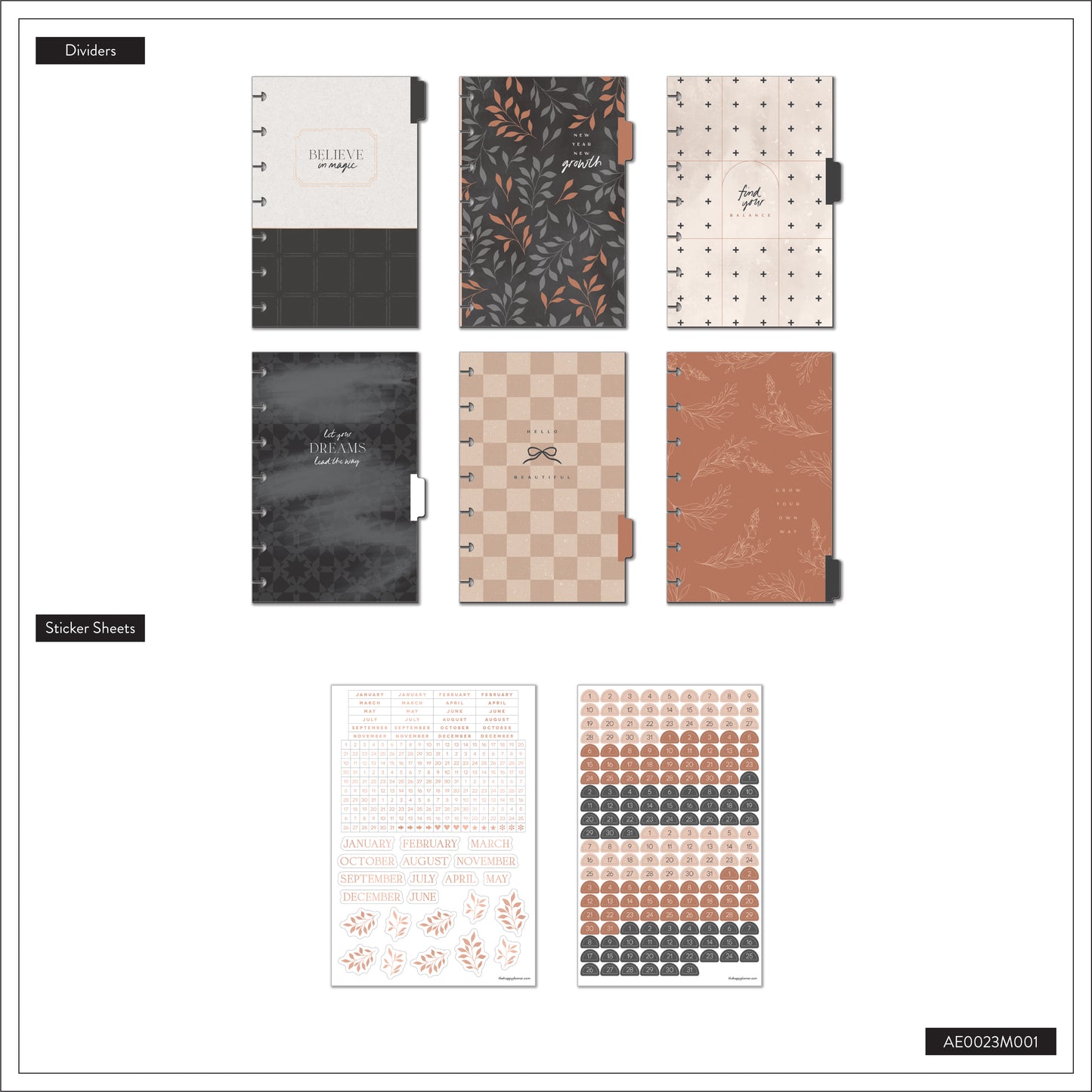 Modern Charm Extension Pack Happy Planner Mini – 6 Meses