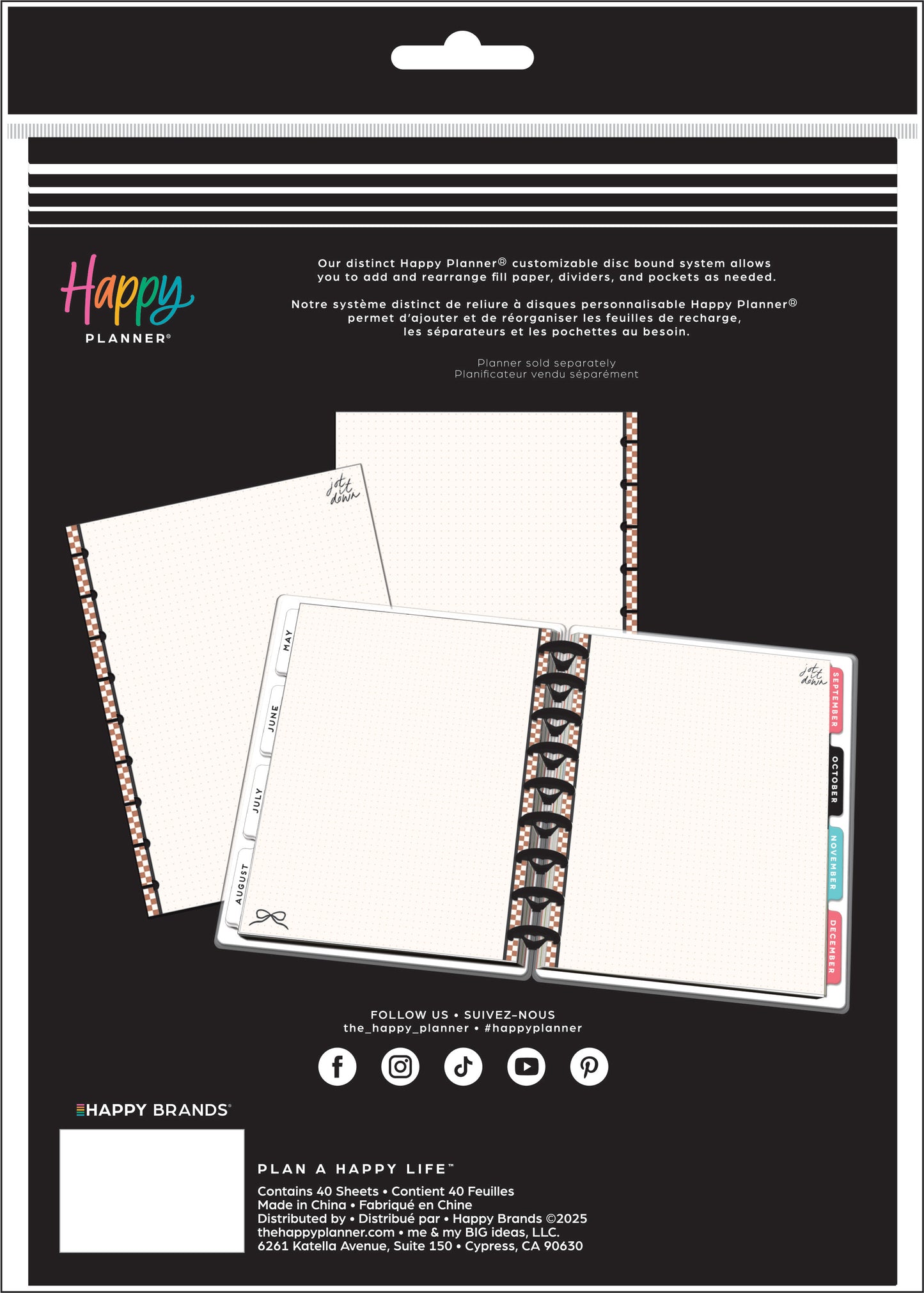 Modern Charm Fill Paper/ Papel de Puntos Classic Happy Planner – 40 Hojas Dot Grid