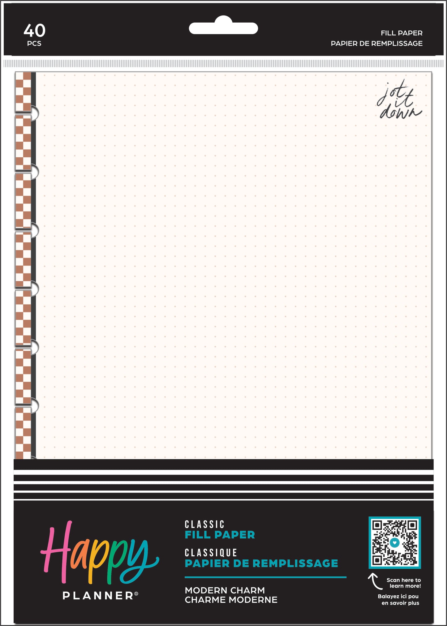 Modern Charm Fill Paper/ Papel de Puntos Classic Happy Planner – 40 Hojas Dot Grid