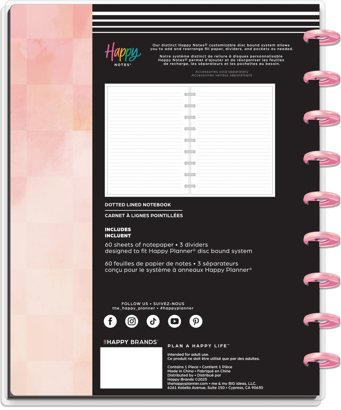 Textured Canvas Happy Planner Classic Notebook – 60 Hojas Dotted Lined