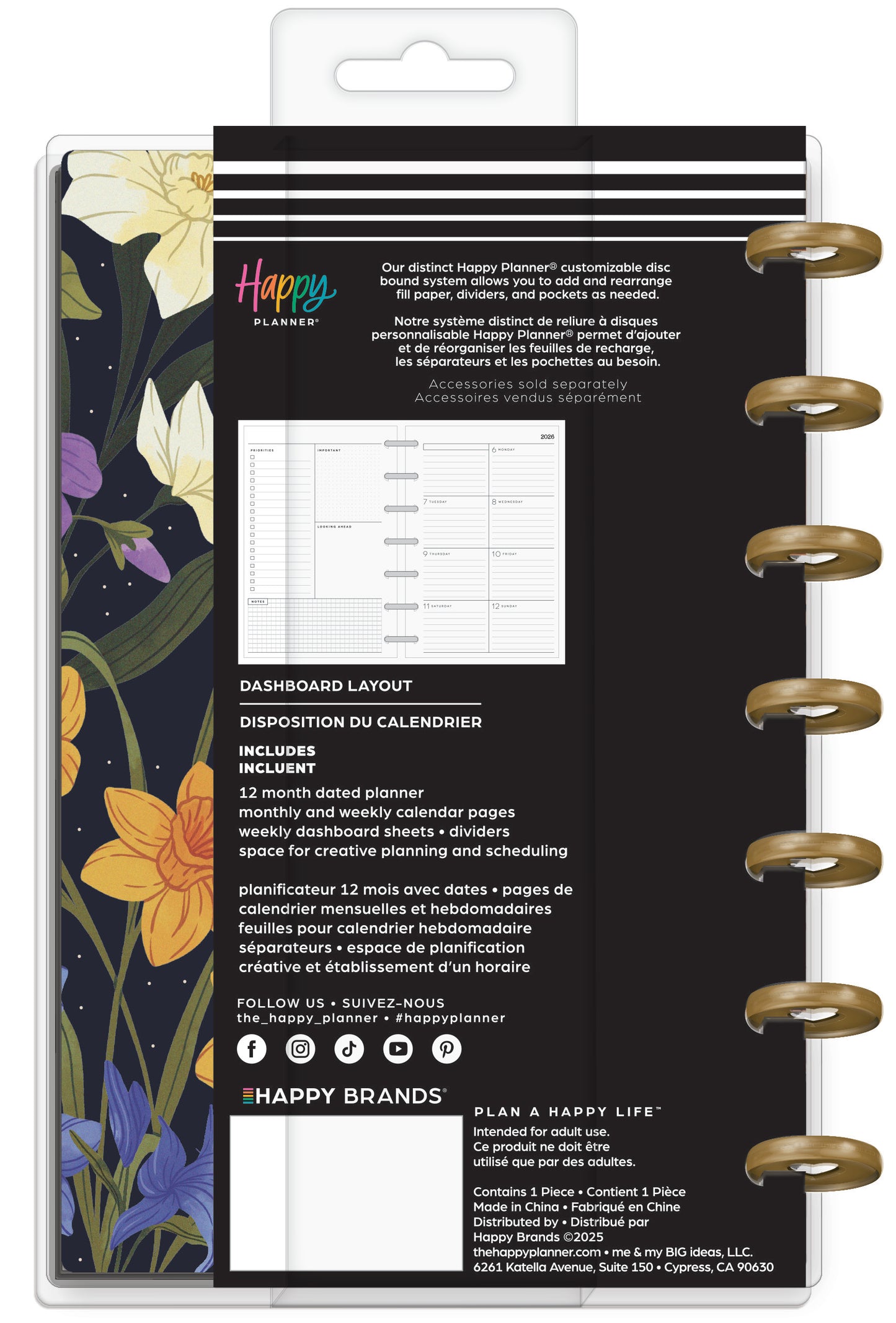 Dark Garden Happy Planner Mini 12 Meses Fechado 2026 – Dashboard