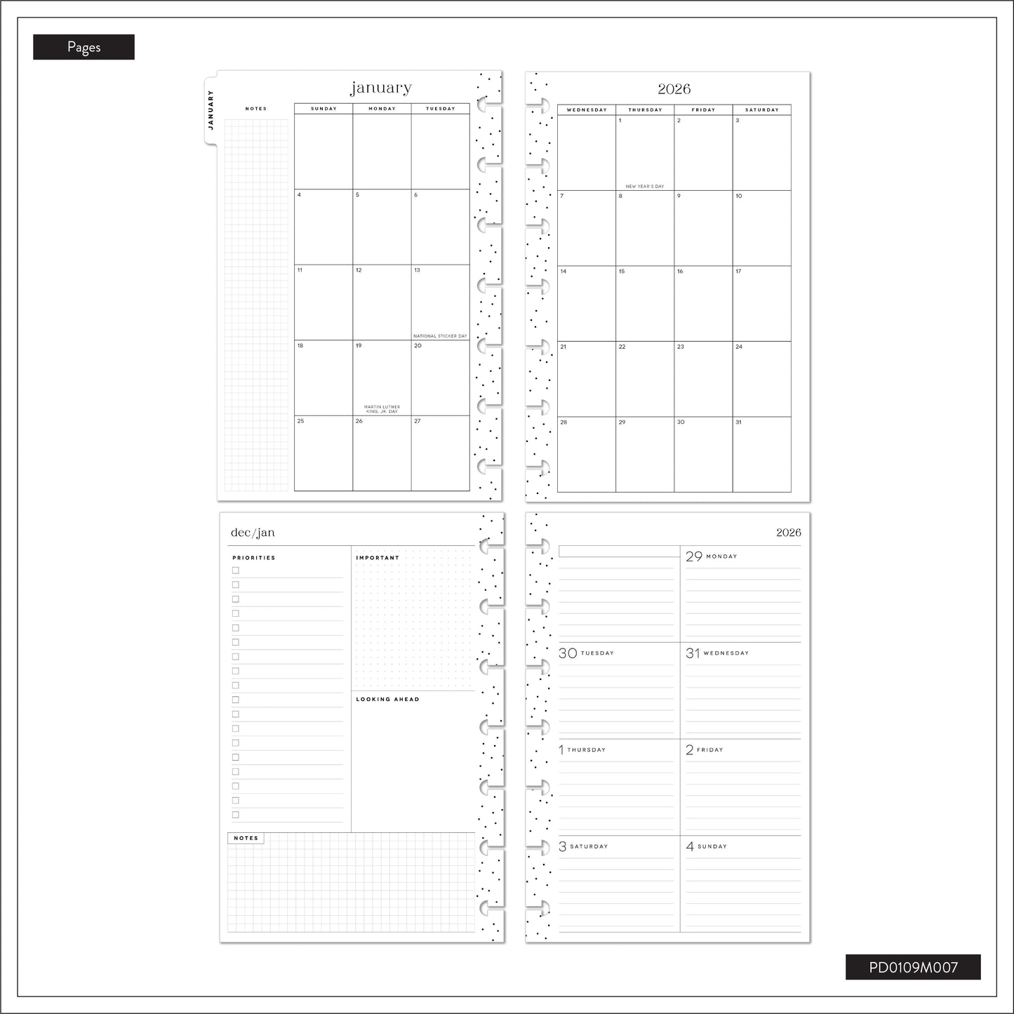 Heritage Charm Happy Planner Mini 12 Meses Fechado 2026 – Dashboard
