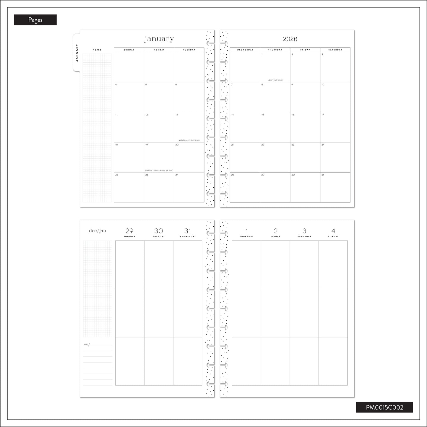 Dark Garden Happy Planner Classic Deluxe 12 Meses Fechado 2026 – Vertical