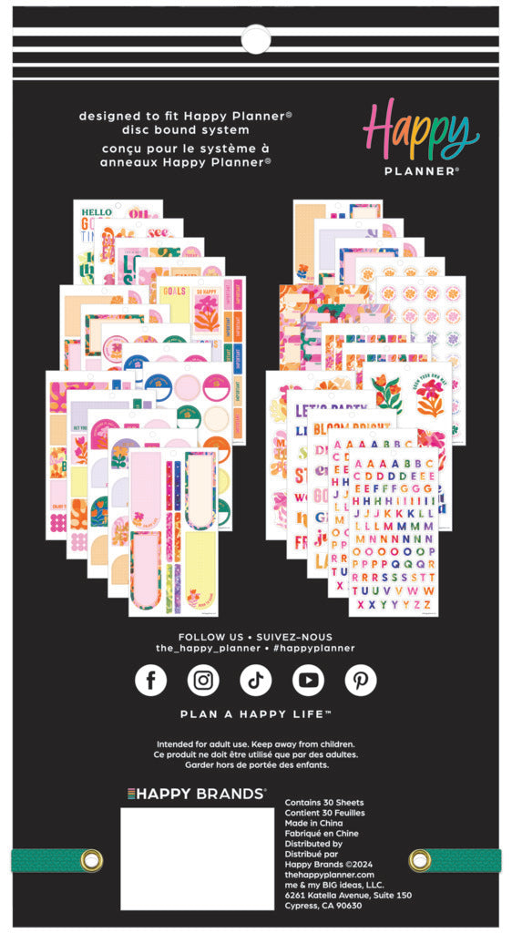 Happy Planner Vivid Tropics Classic 30 Sheet Sticker Value Pack