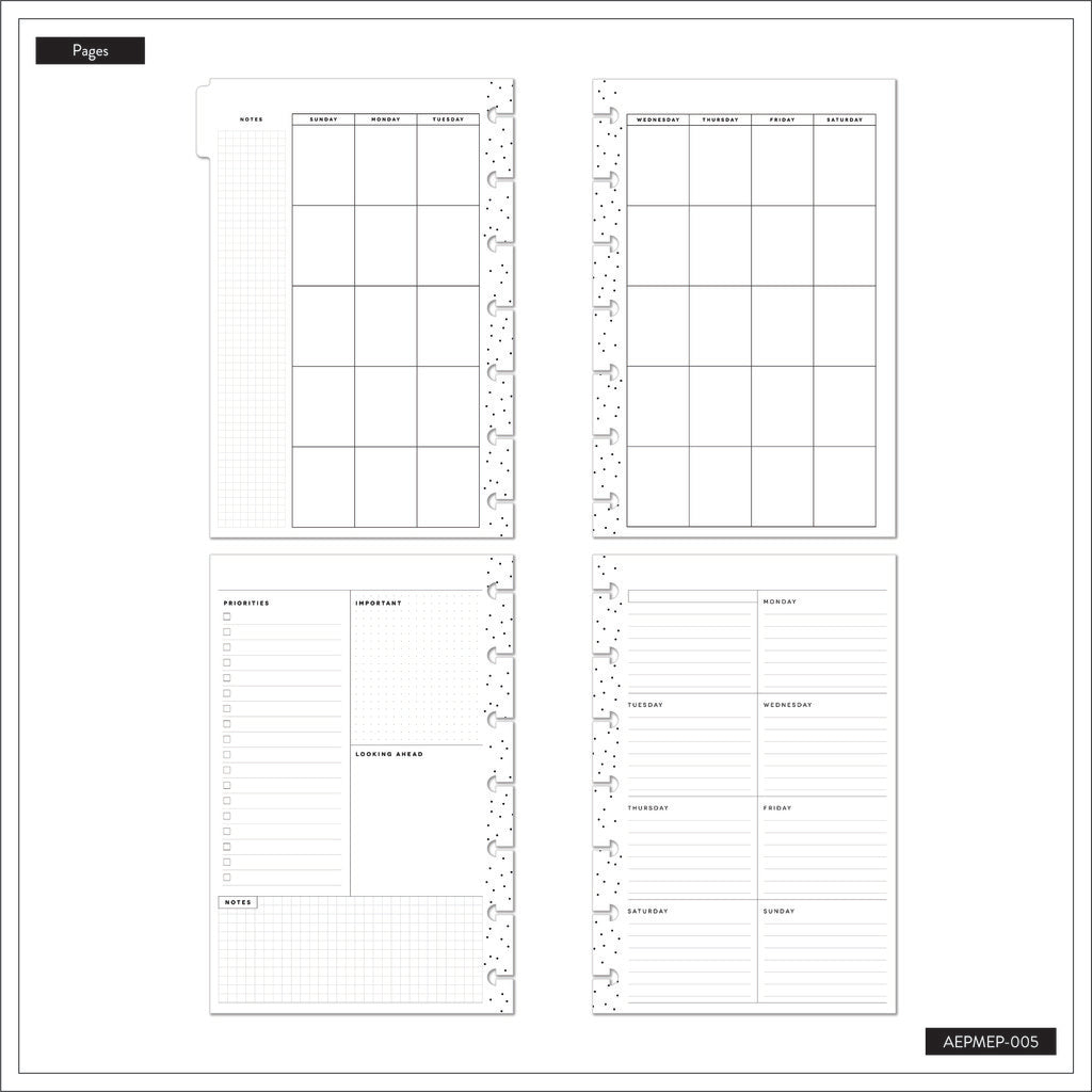 Happy Planner Radiant Garden Mini Extension Pack Dashboard