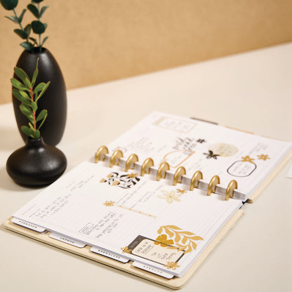 Mod Sketches Fabric with Chenille Embroidery Classic Planner Dashboard 12 Meses