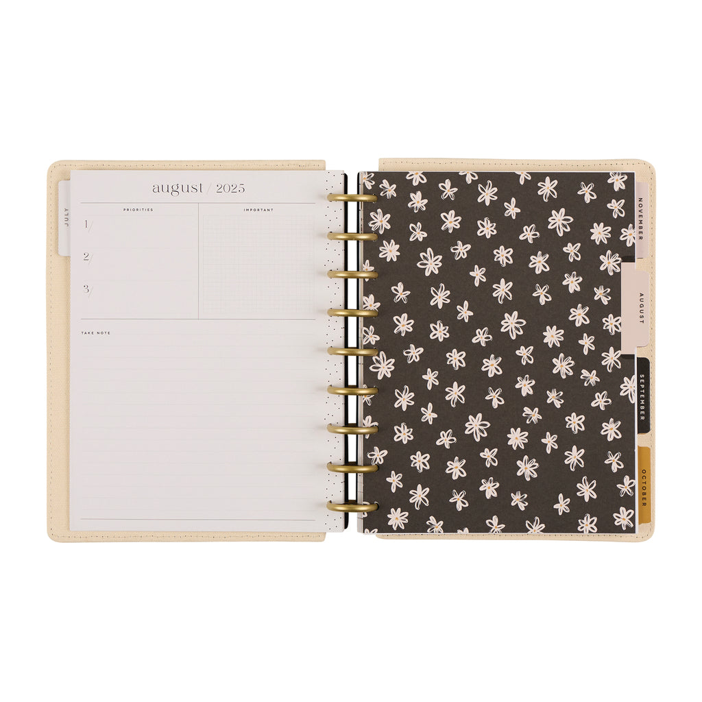 Mod Sketches Fabric with Chenille Embroidery Classic Planner Dashboard 12 Meses