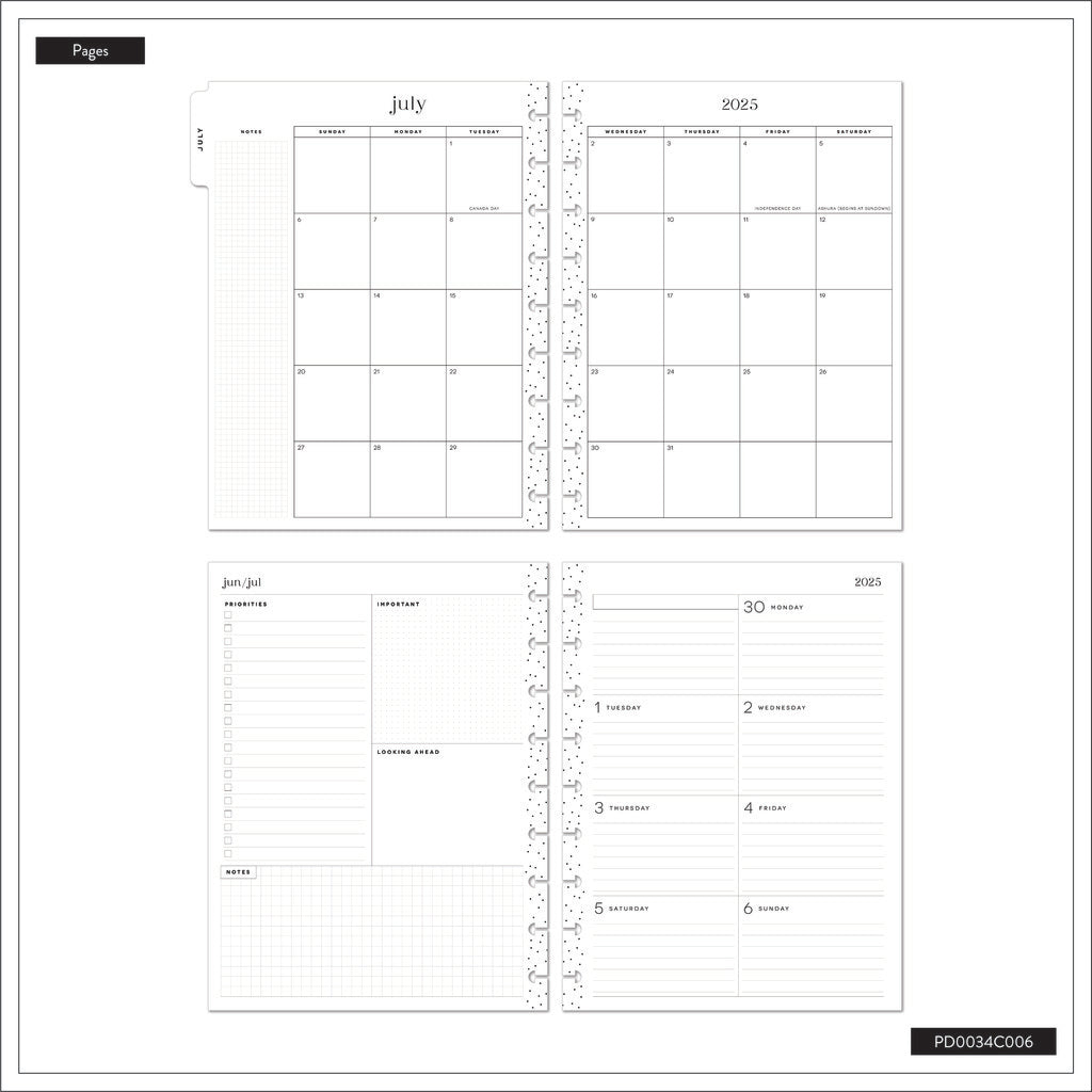 Mod Sketches Fabric with Chenille Embroidery Classic Planner Dashboard 12 Meses