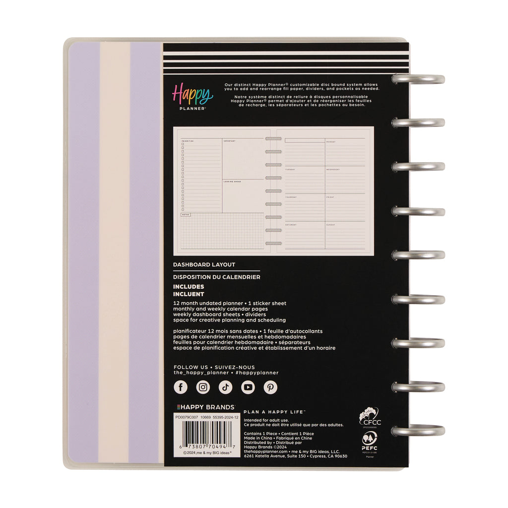 Soft Pop Classic Planner Dashboard 12 Meses sin Fecha