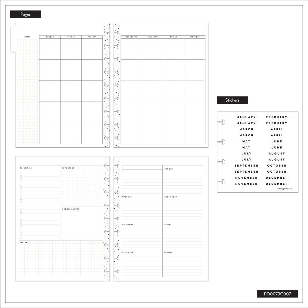 Soft Pop Classic Planner Dashboard 12 Meses sin Fecha