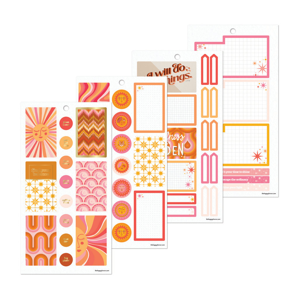 Happy Planner Retro Sunset Design Classic 30 Sheet Sticker Value Pack