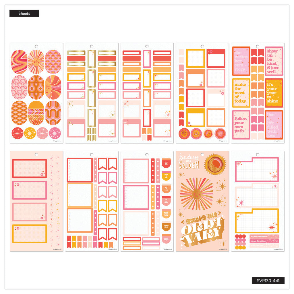 Happy Planner Retro Sunset Design Classic 30 Sheet Sticker Value Pack