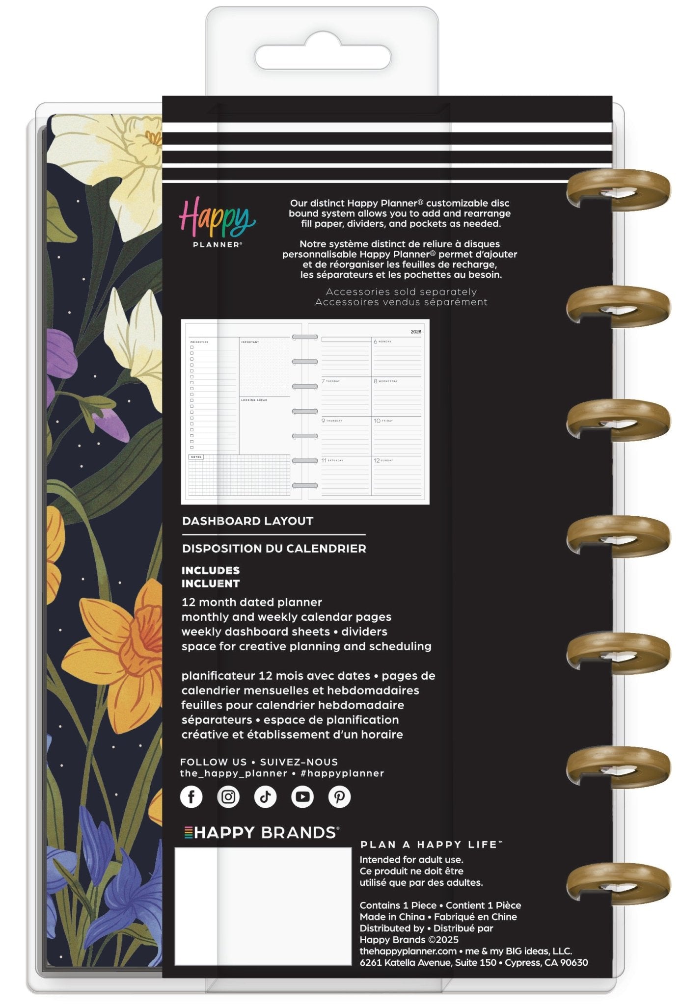 Dark Garden Happy Planner Mini 12 Meses Fechado 2026 – Dashboard - Bera Papier