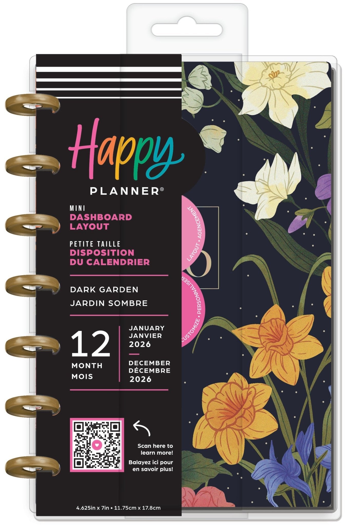 Dark Garden Happy Planner Mini 12 Meses Fechado 2026 – Dashboard - Bera Papier