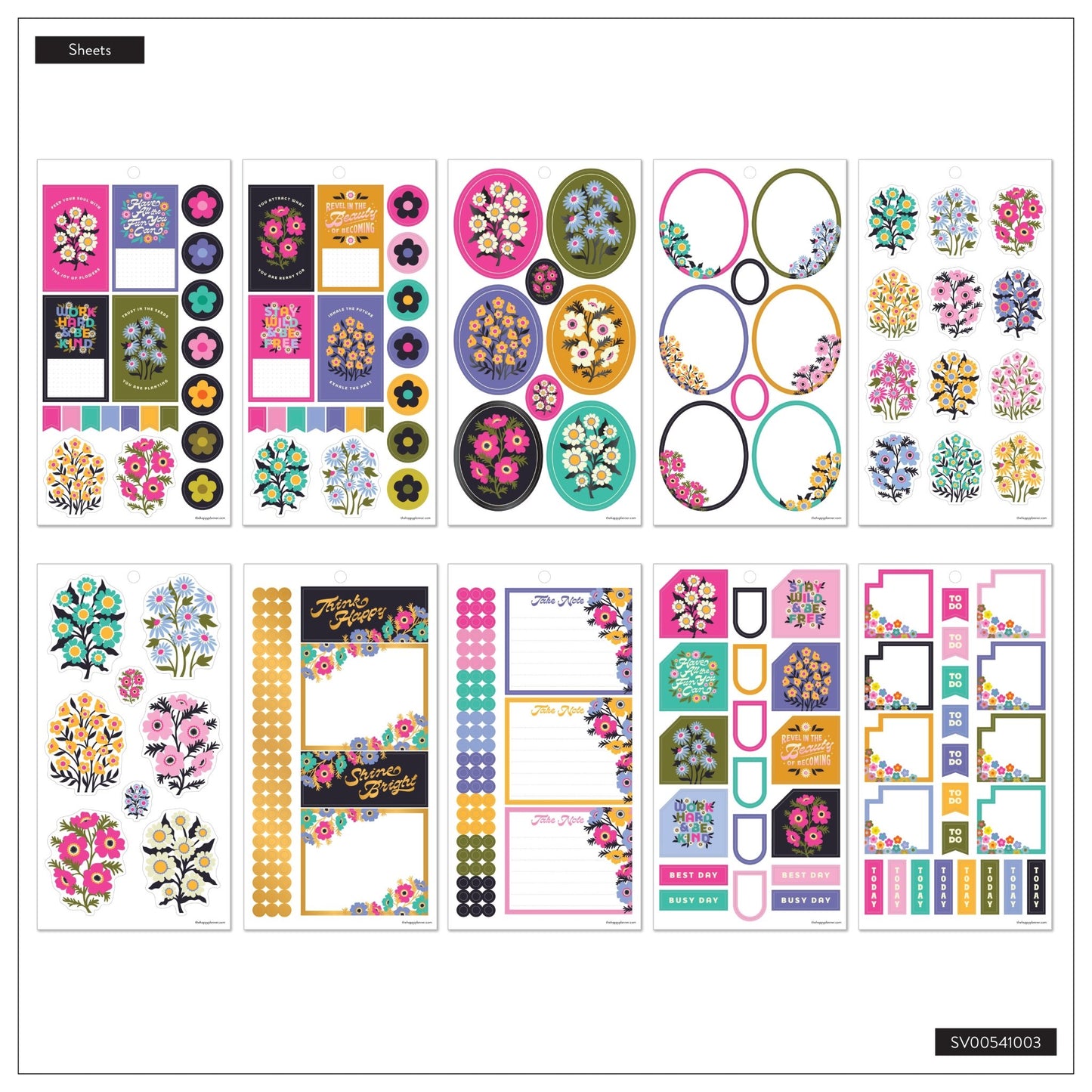Florescent Florals Classic 30 Sheet Sticker Value Pack - Bera Papier