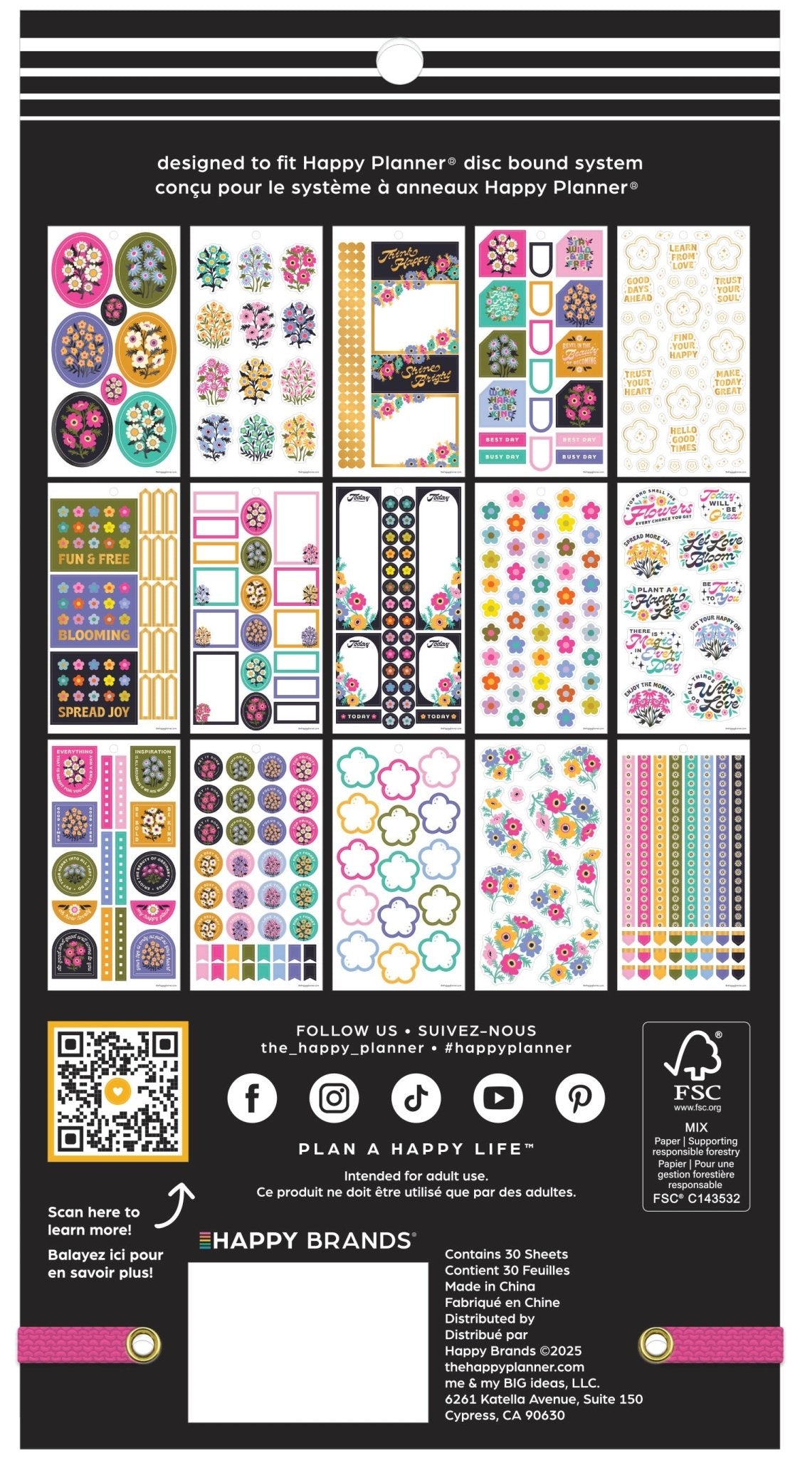 Florescent Florals Classic 30 Sheet Sticker Value Pack - Bera Papier
