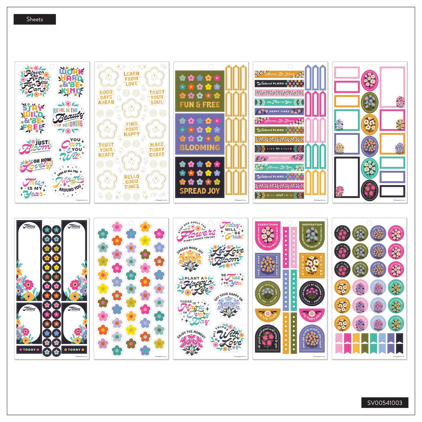 Florescent Florals Classic 30 Sheet Sticker Value Pack - Bera Papier