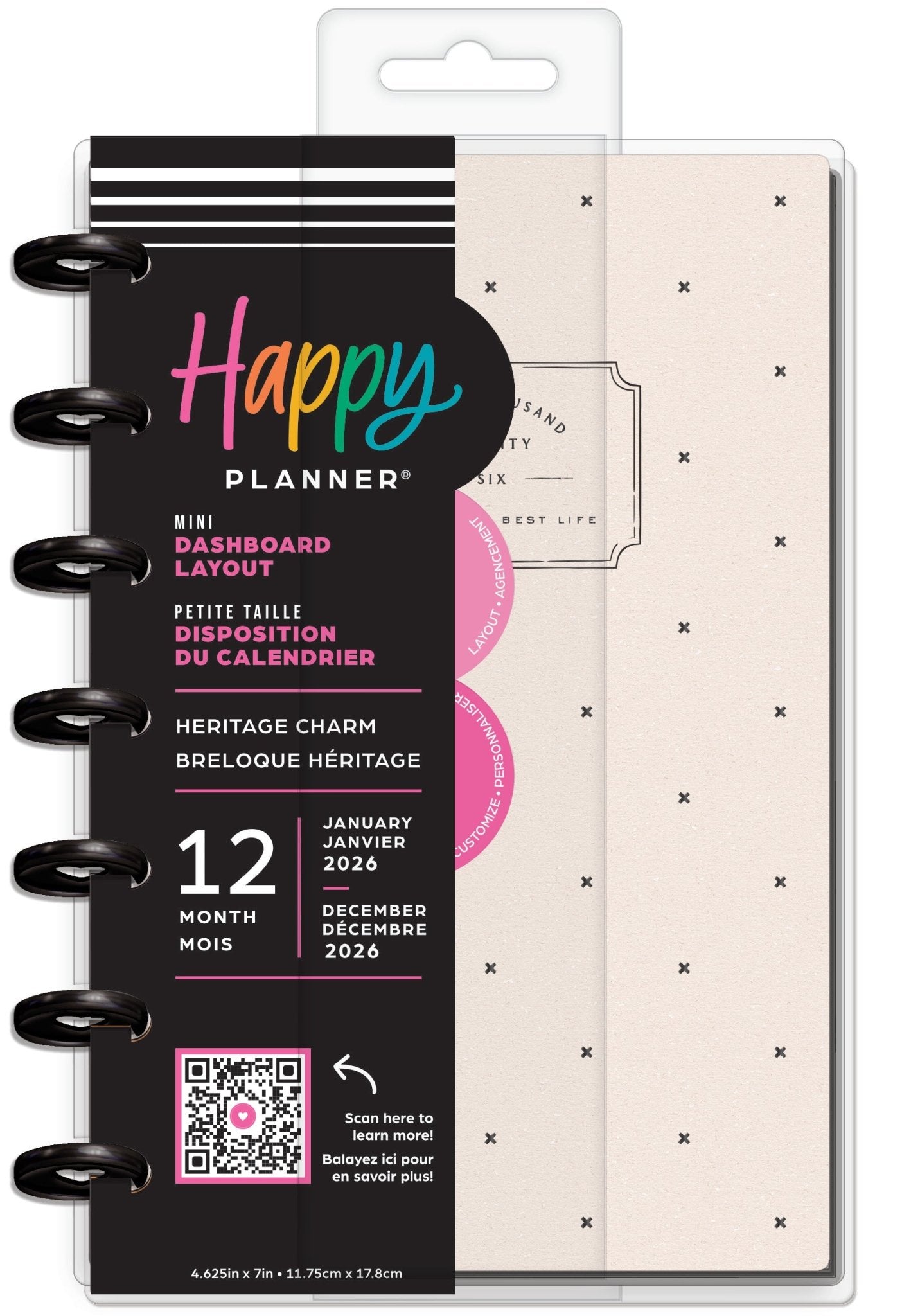 Heritage Charm Happy Planner Mini 12 Meses Fechado 2026 – Dashboard - Bera Papier