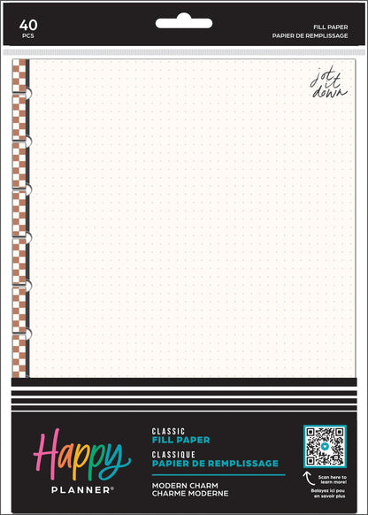 Modern Charm Fill Paper/ Papel de Puntos Classic Happy Planner – 40 Hojas Dot Grid - Bera Papier
