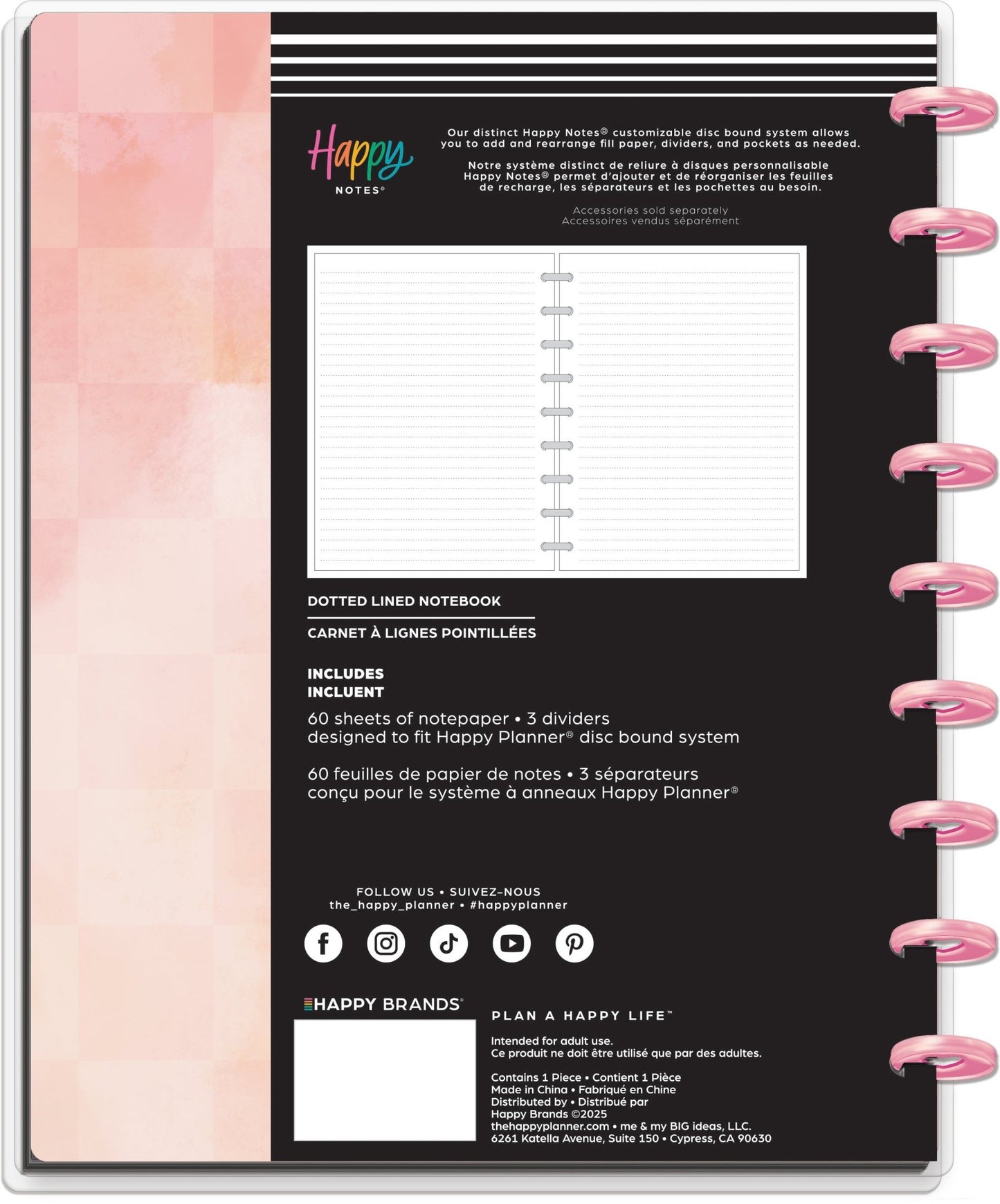 Textured Canvas Happy Planner Classic Notebook – 60 Hojas Dotted Lined - Bera Papier